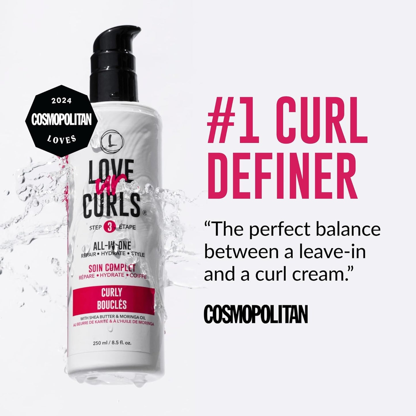 Love Ur Curls 3-Step System – Shampoo, Conditioner & Curl Cream Styler for Defined, Moisturized Curls – Sulfate-Free, Vegan, 8.5 oz Set