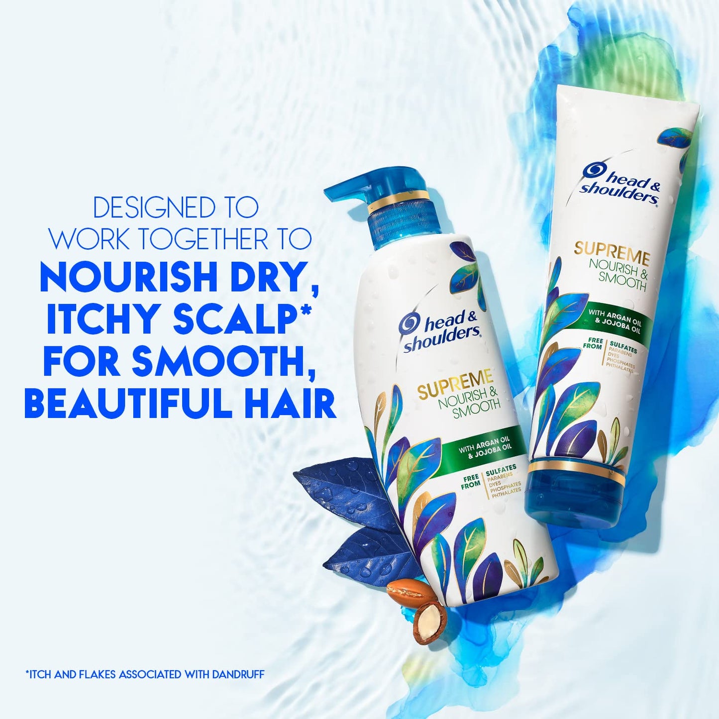 Head & Shoulders Supreme Anti-Dandruff Shampoo & Conditioner Set | Sulfate-Free, Argan & Jojoba Oil | Dry Scalp & Color-Treated Hair Care