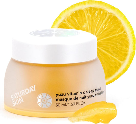 Saturday Skin Yuzu C Sleep Mask – Korean Overnight Vitamin C & Retinol Face Moisturizer for Brightening, Anti-Aging & Hydration (50ml / 1.69 fl. oz.)
