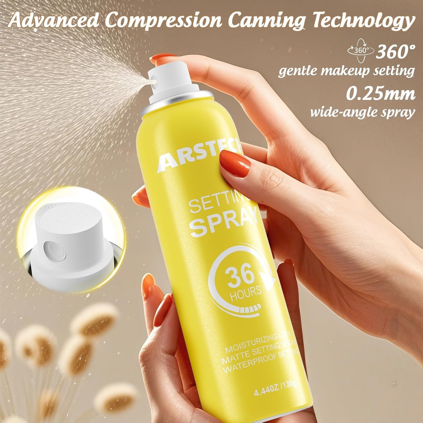Arstech Vitamin C Makeup Setting Spray – Long Lasting 36HR Ultra-Fine Hydrating & Dewy Face Mist (4.44oz)