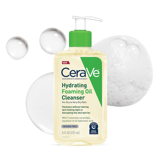 CeraVe Hydrating Foaming Oil Cleanser | Face & Body Wash with Squalane, Hyaluronic Acid & Ceramides for Dry to Very Dry Skin, Fragrance-Free, 8 fl oz