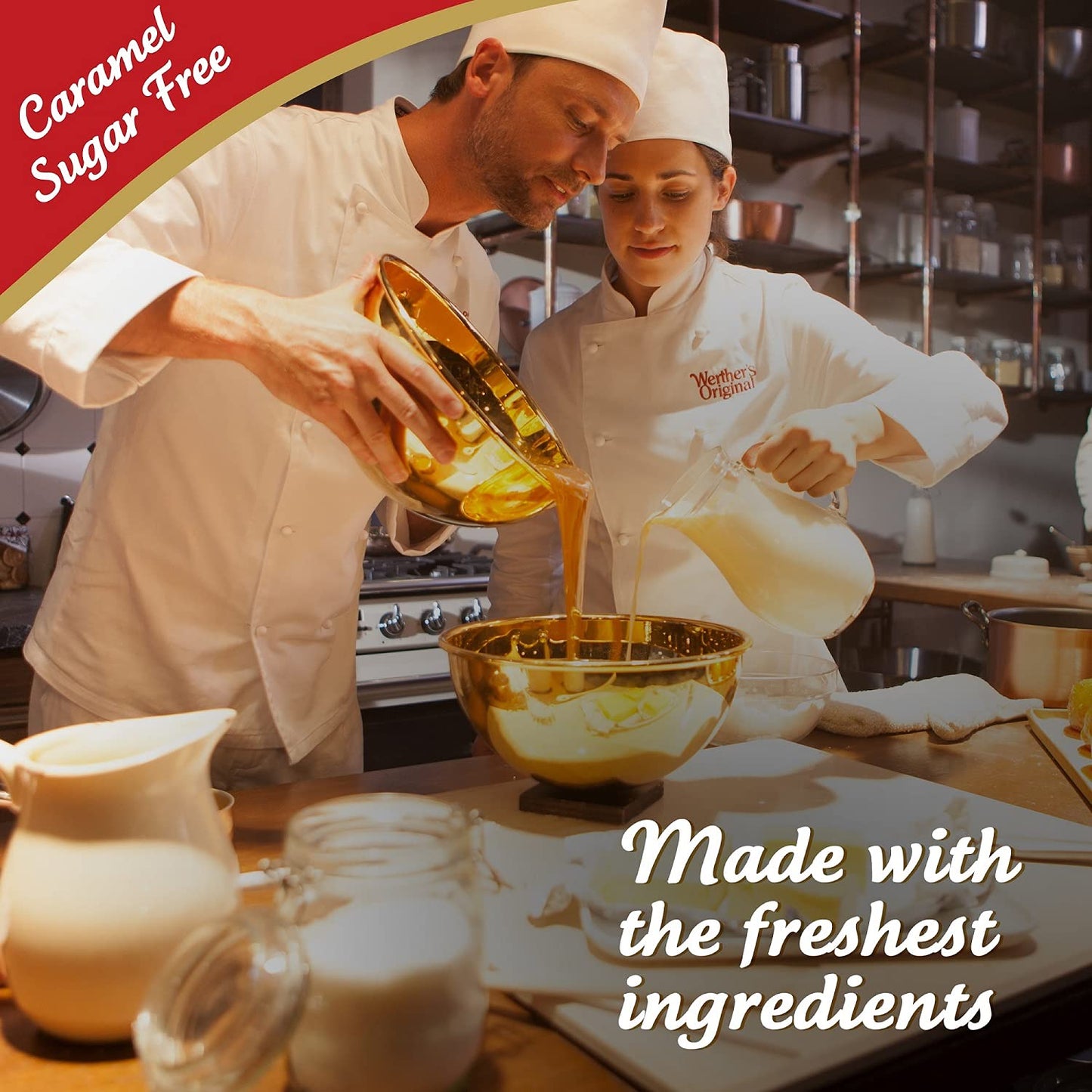 Werther’s Original Sugar Free Cream Candies | Classic Caramel Taste, 70g Bag (Imported, Vegetarian, Diabetic-Friendly)