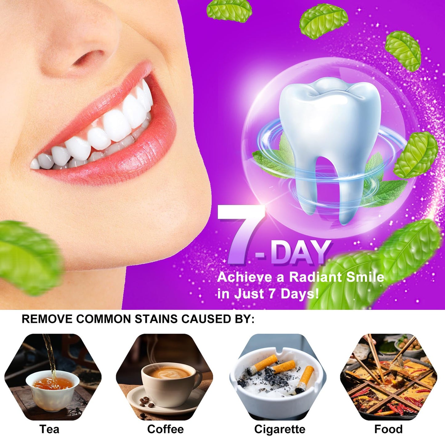 Teeth Whitening Strips,7-Day whitening Strips,Sensitive Teeth Whitener,Enamel Safe for Whiter Teeth,Deep Stains Removal,nstant Teeth Whitening Without The Harm (14pcs)