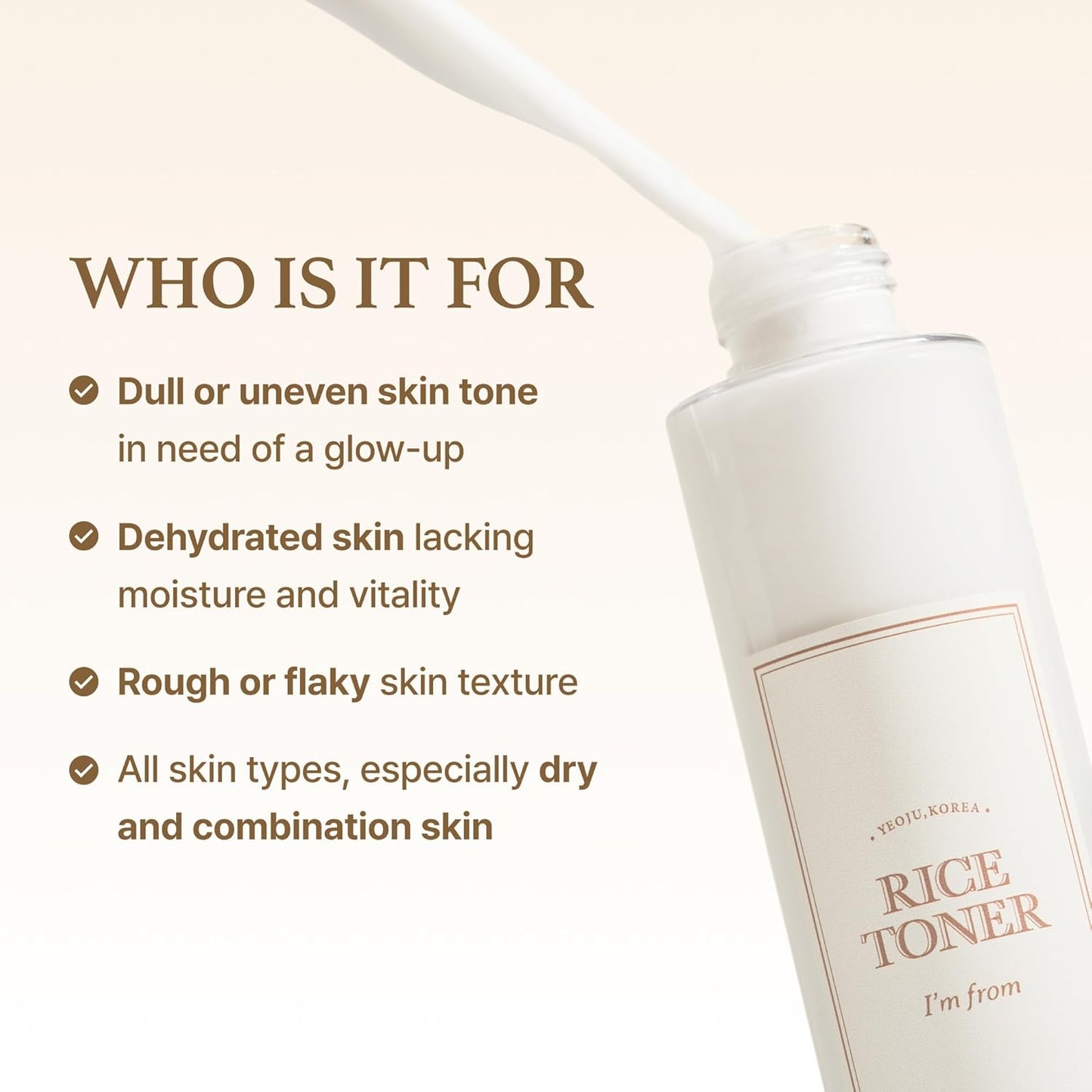 I’m From Rice Toner 150ml – Hydrating & Brightening Korean Toner with Rice Extract & Niacinamide | Vegan, Alcohol-Free & Sensitive Skin Friendly
