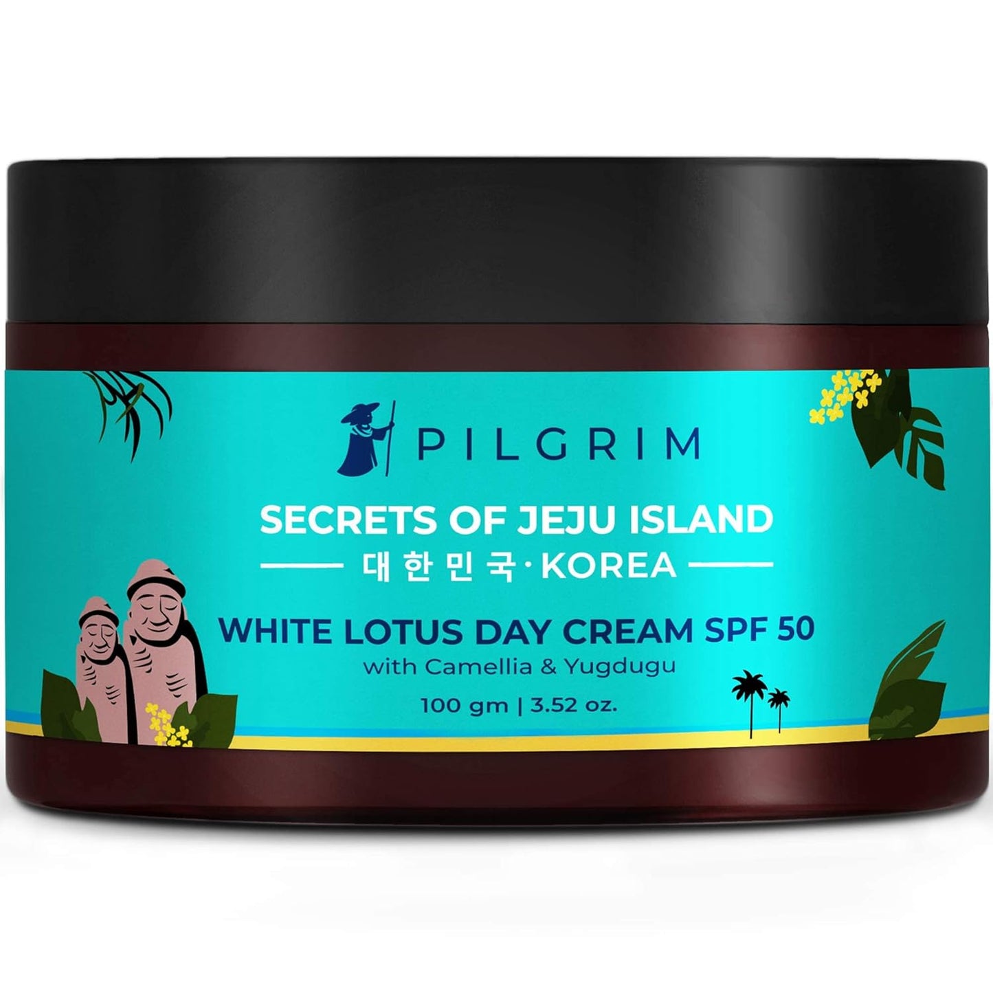 Pilgrim Korean Day Cream SPF 50 | Skin Brightening & Anti-Pigmentation Face Cream Pack of 2 | Hydrating, Anti-Aging & Sunscreen Protection (100g + 100g)