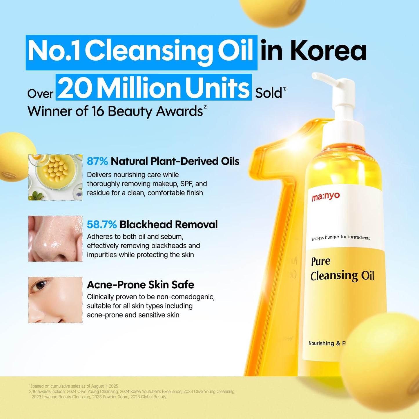 ma:nyo Pure Cleansing Oil – Korean Makeup Remover with 14 Plant-Based Oils | Deep Cleansing, Blackhead Control & Hydrating Face Oil Cleanser (200ml / 6.7 fl.oz)