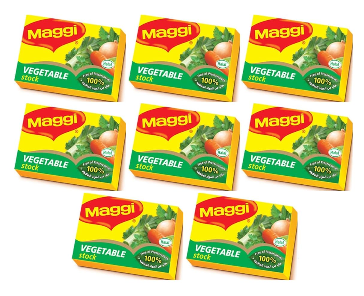 Maggi Vegetable Stock Cubes – Rich Flavor Boost for Soups, Stews & Dishes (8 Cubes × 18g, Imported)