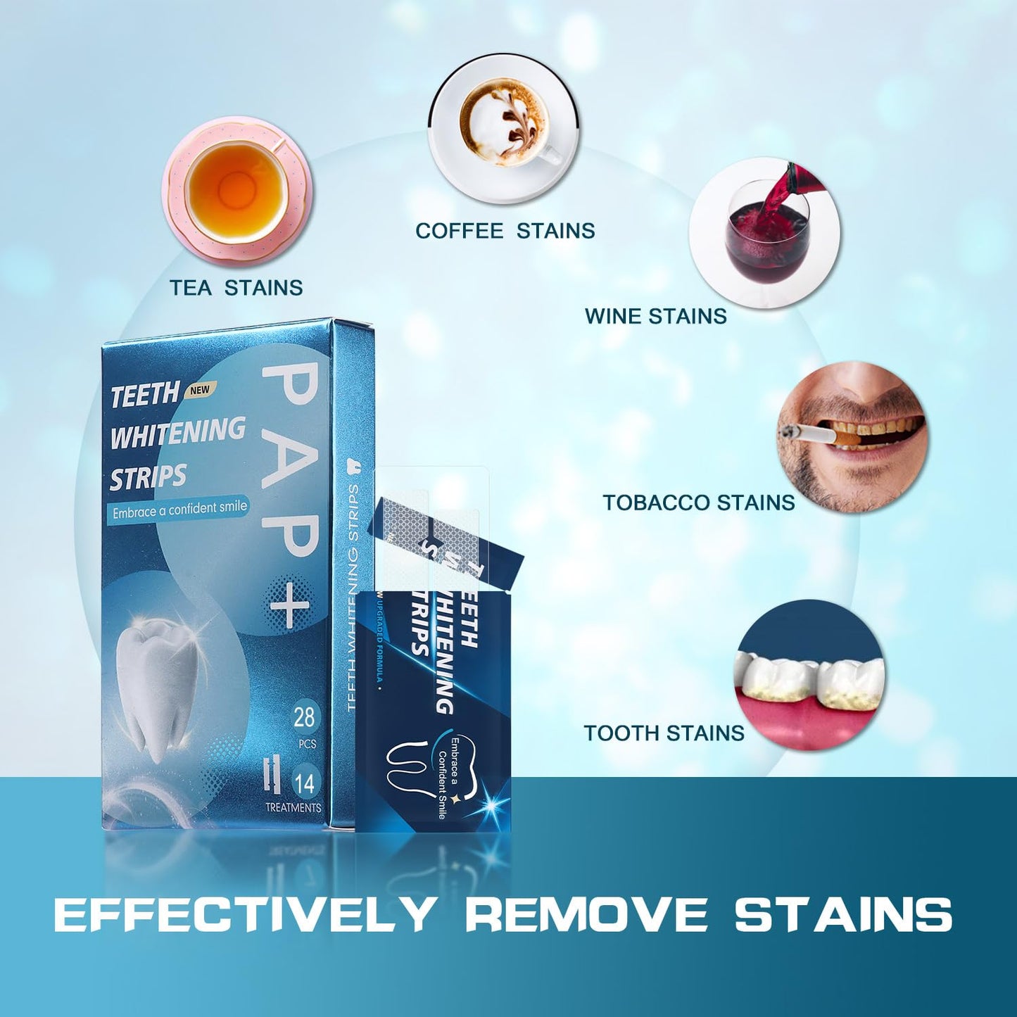 Teeth Whitening Strips - 28 Whitening Strips for Teeth Sensitive, Professional, Fast Remove Smoking, Coffee, Wine Stains, Teeth Whitening Kit Pack of 14 Non-Slip Strips Treatments