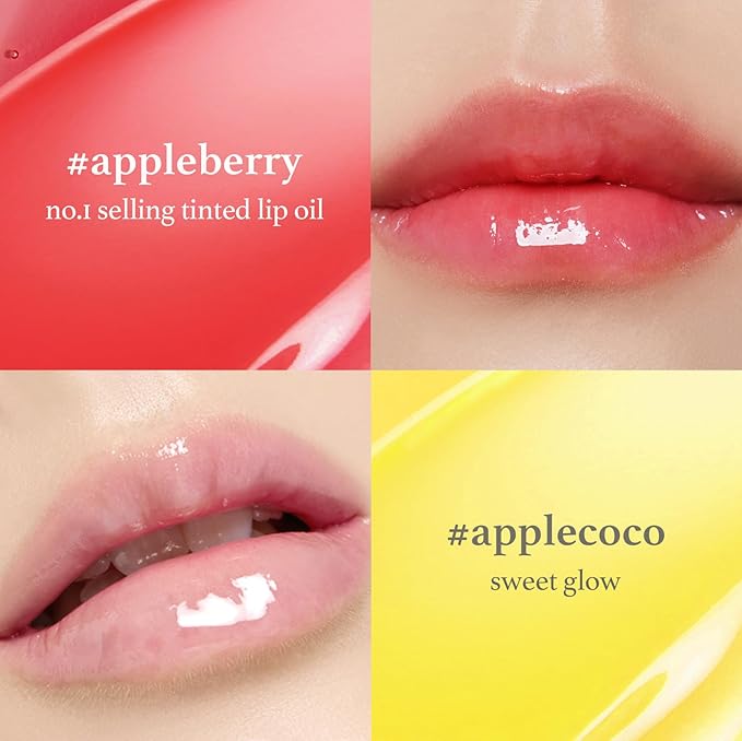 NOONI Korean Lip Oil Gift Set – Hydrating Tinted Lip Oil Trio with Appleberry & Applecoco | Vegan Lip Care for Plump, Smooth & Long-Lasting Moisture (0.12 Fl Oz x 3)