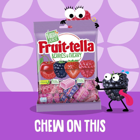 Fruittella Berries & Cherry Vegan Chewy Candy – Made with Fruit Juice (135g Each, Pack of 2, UK Imported)