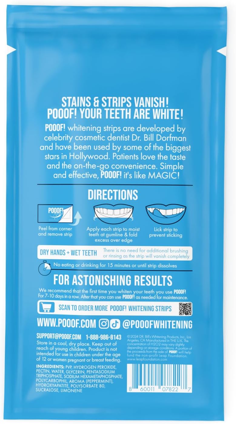 ¡PUUUF! Tiras blanqueadoras dentales solubles – Peróxido de hidrógeno al 12%, tiras antideslizantes | Kit de 10 días para proteger el esmalte dental del Dr. Bill Dorfman | Menta Polar