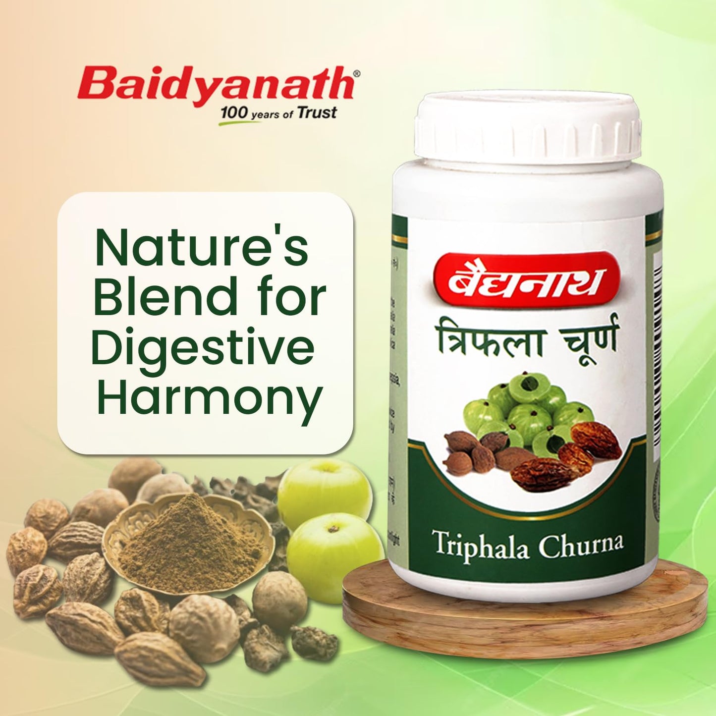 Baidyanath Triphala Churna Powder - 400gm | Supports Healthy Digestive Tract, Helpful in Bowel Wellness, Acidity & Gas Relief (Pack of 1)