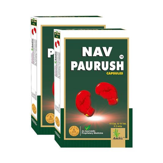 Ambic Nav Paurush Capsules – Pack of 2 (60 Each) | Ayurvedic Weight Gain & Muscle Growth Supplement