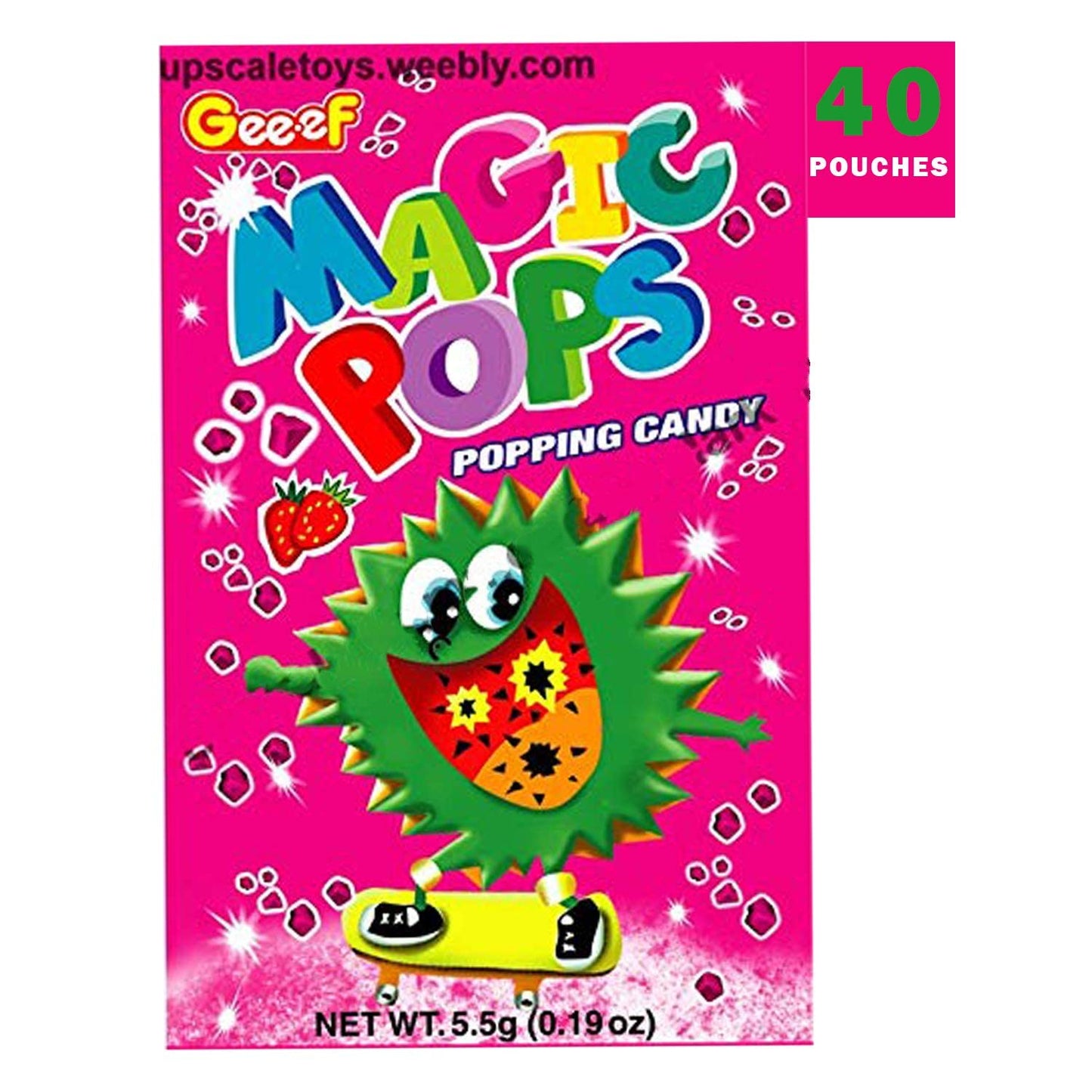 Geef Magic Pops Strawberry Popping Candy – Fizzy Fun Candy Box (40 Sachets, 220g, Imported)