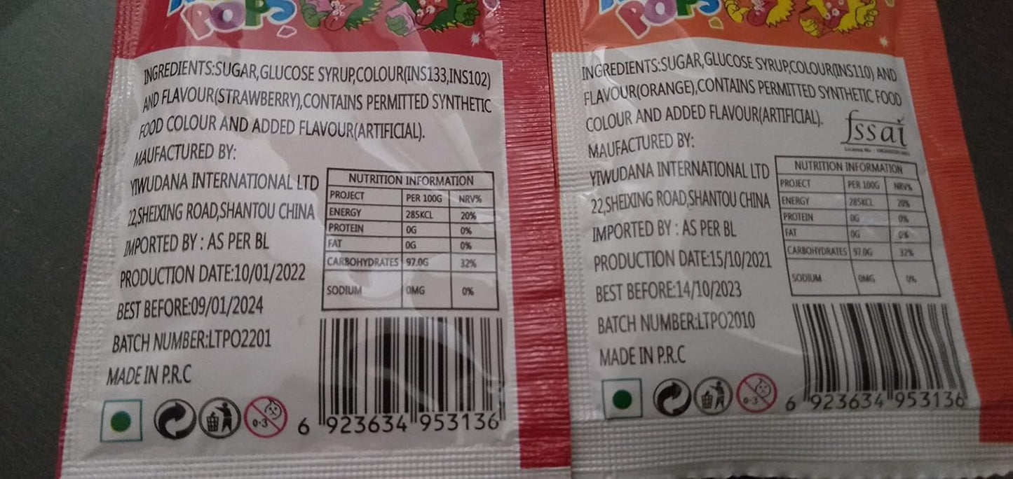 Magic Pops Popping Candy – Strawberry & Orange Flavour Pack of 10 (5.5g Each, Imported)