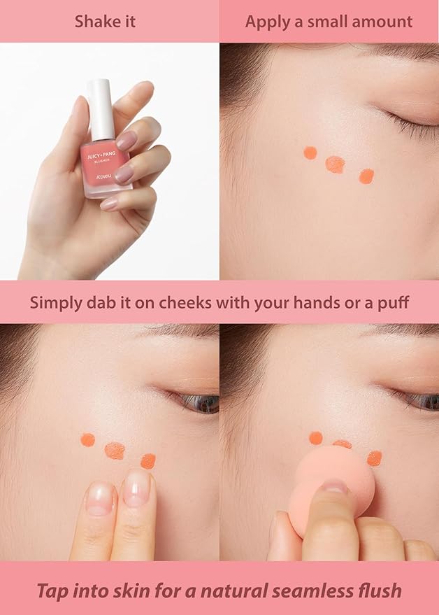 A’PIEU Juicy-Pang Water Blusher RD01 – Dewy Liquid Cheek Tint with Fruity Extracts & Rose Water for Natural Glow (0.31 fl oz)