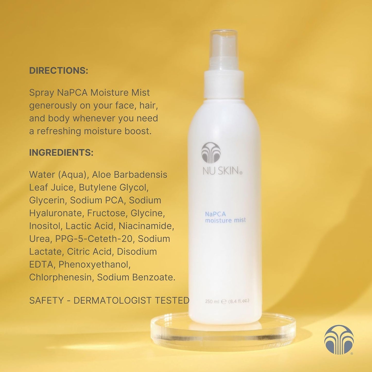 Nu Skin NaPCA Moisture Mist – Hydrating Face, Body & Hair Spray with Hyaluronic Acid & Sodium PCA (8oz, 2 Pack)
