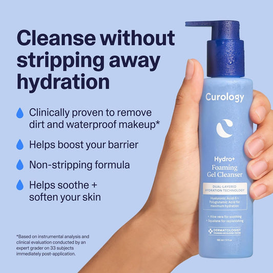 Curology Hydro+ Foaming Gel Cleanser – Gentle, Hydrating Face Wash for Sensitive Skin, Fragrance-Free, 5 fl oz