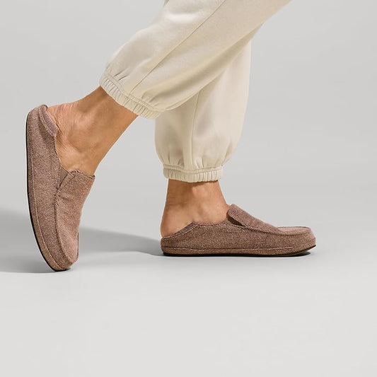 OLUKAI Nohea Hulu Women’s Slippers | Cozy Wool-Blend Slippers with Fleece Lining & Drop-In Heel Design