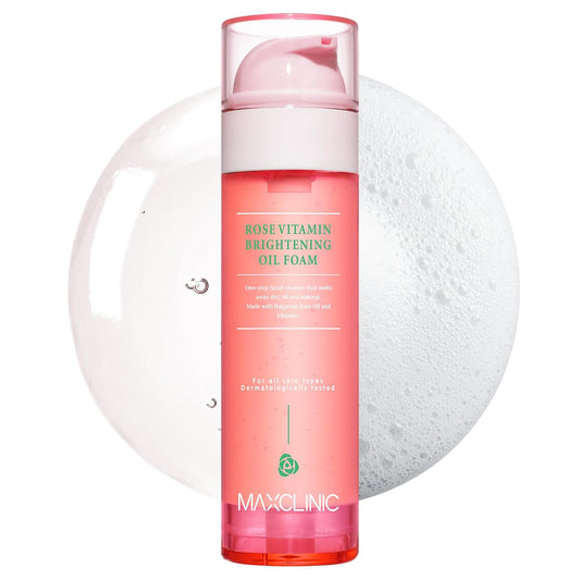 MAXCLINIC Rose Vitamin Oil to Foam Cleanser – Korean All-in-One Face Wash with Rose Oil, Vitamins & Niacinamide | Deep Cleansing, Hydrating & Pore Minimizing (3.88 fl oz)