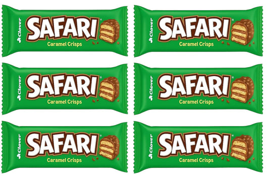 Gandour Safari Caramel Crunch Milk Chocolate Bars – Crispy, Creamy & Indulgent Treat (Pack of 6, 22g Each, Imported)