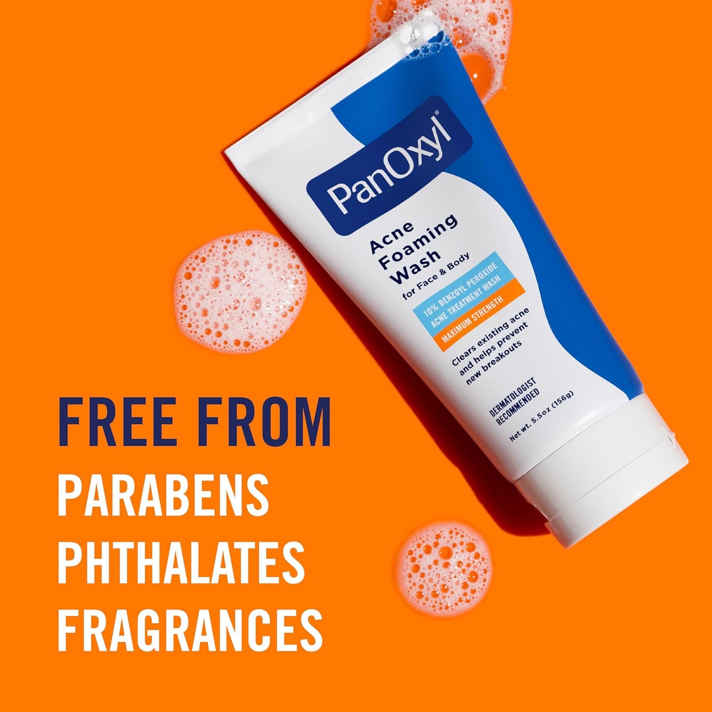 PanOxyl 10% Benzoyl Peroxide Acne Foaming Wash – Maximum Strength Antimicrobial Cleanser, 5.5 Oz