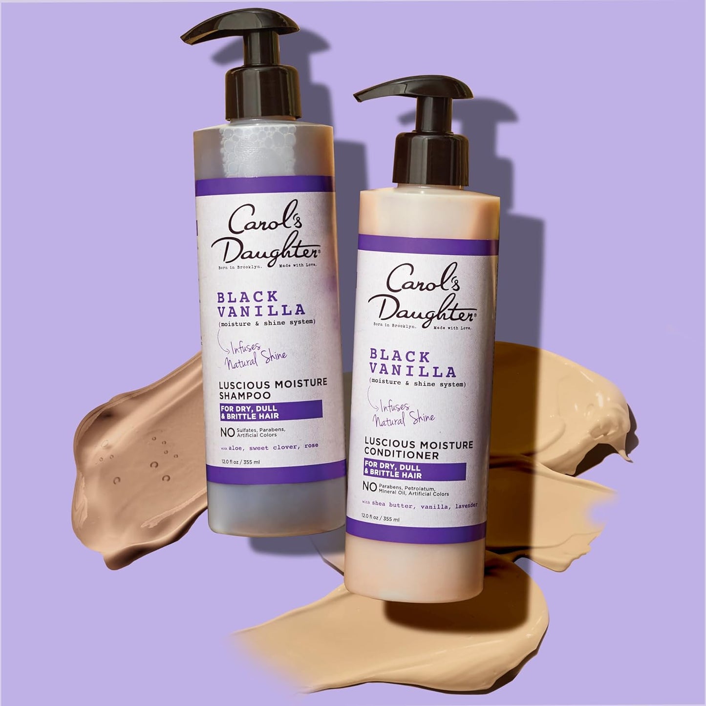 Carol's Daughter Black Vanilla Sulfate-Free Shampoo & Conditioner Set | Moisturizing Care for Curly, Wavy & Natural Hair | Restores Shine & Softness | 1 Kit