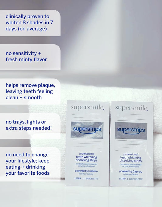 Dissolving Superstrips by Supersmile – Professional Teeth Whitening Strips | Enamel Safe, Sensitive Teeth Formula