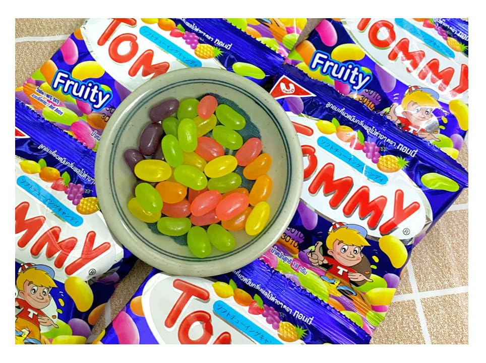 Tommy Fruity Jelly Beans | Assorted Fruit Flavoured Soft Chewy Candy | 6 Pouches x 15g (Imported, Vegetarian)