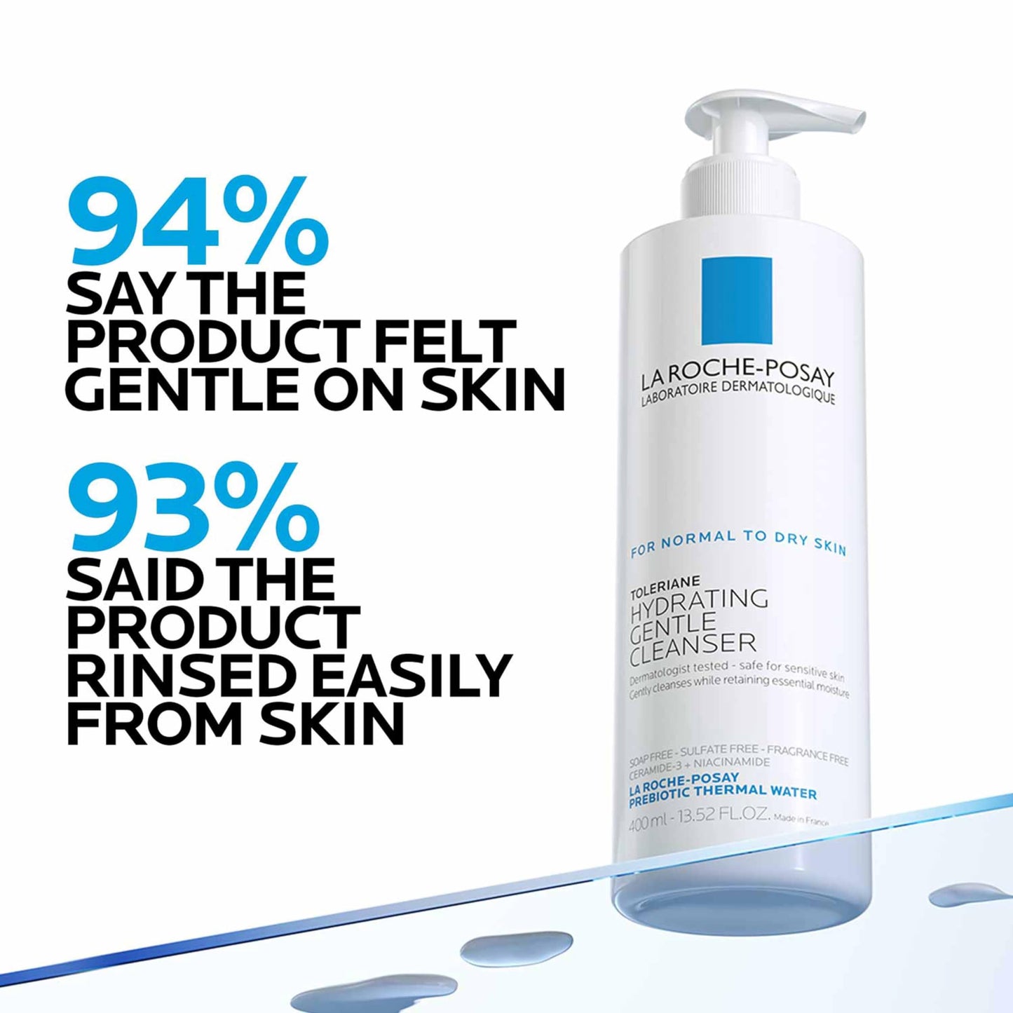La Roche-Posay Toleriane Hydrating Gentle Face Cleanser with Niacinamide & Ceramides – Daily Hydrating Face Wash for Dry to Normal Sensitive Skin (Fragrance-Free)