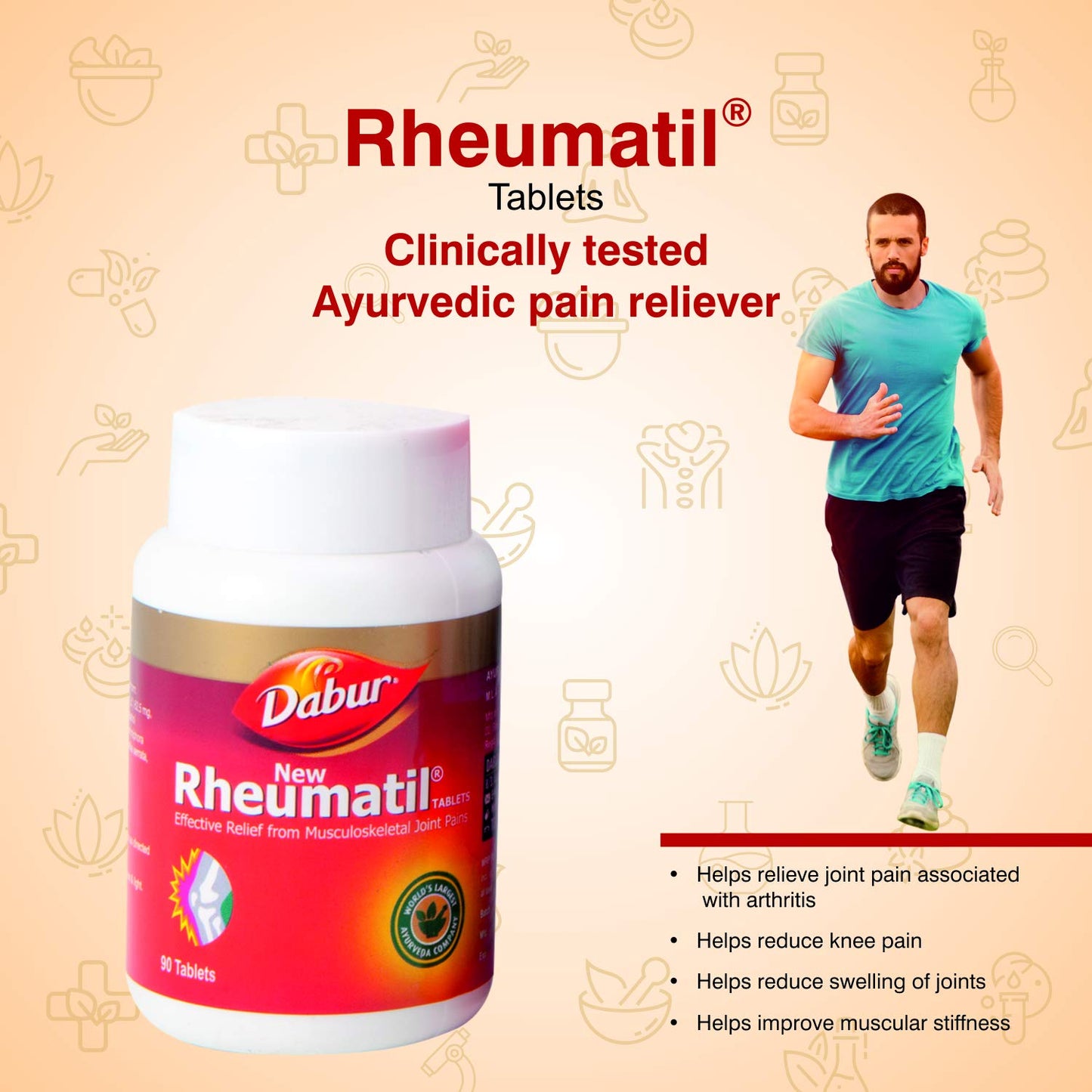 Dabur Rheumatil Tablets (90 Count) | Ayurvedic Joint Pain Relief & Arthritis Care Supplement