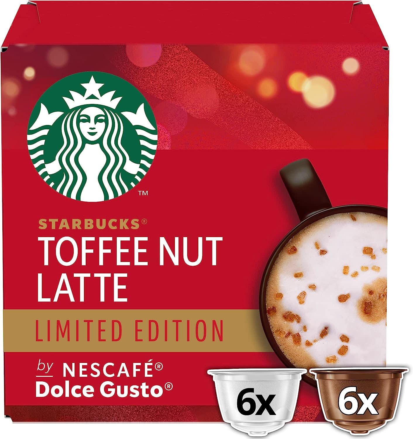 Starbucks Toffee Nut Latte Coffee Pods by Nescafe Dolce Gusto | Limited Edition Medium Roast | 12 Capsules (127.8g)