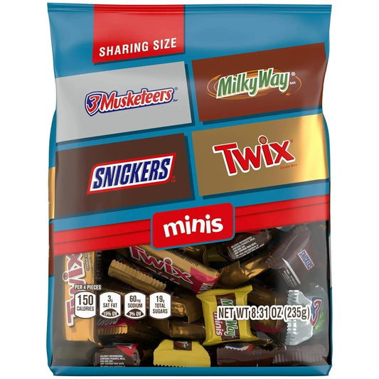 Marss Minis Chocolate Variety Pack – Snickers, Twix, Milky Way & 3 Musketeers – Sharing Size 235g (Imported, USA)