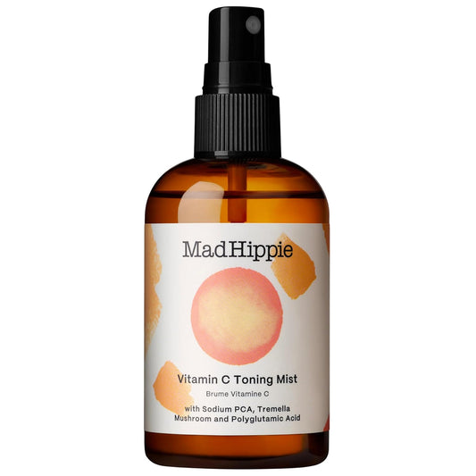 Mad Hippie Vitamin C Toning Mist – Brightening & Hydrating Facial Spray with Tremella Mushroom, Sodium PCA & Polyglutamic Acid – Vegan, Cruelty-Free Toner – 4 oz