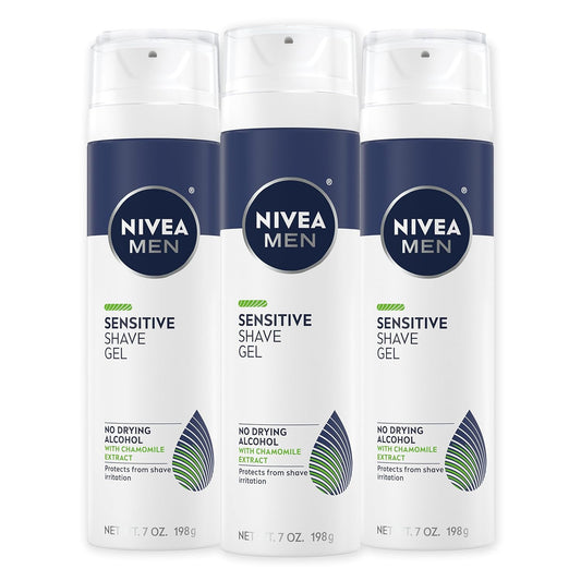 NIVEA MEN Sensitive Shave Gel with Vitamin E & Chamomile – Anti-Irritation Formula, 3 Pack (7 oz Each)