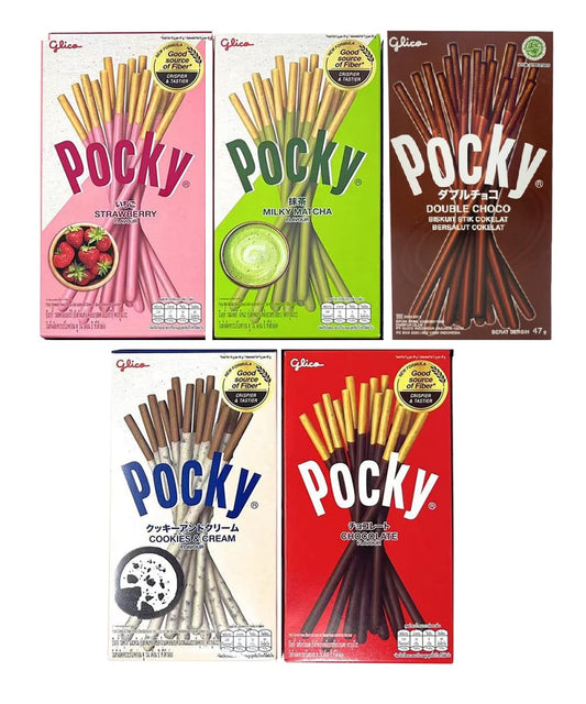 Glico Pocky Biscuit Sticks Combo Pack – 5 Flavours Variety Box 47g Each (Imported from Japan)