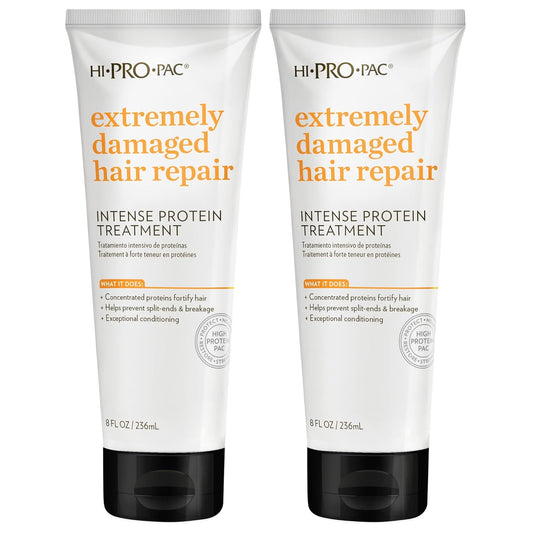 Hi-Pro-Pac Intense Protein Hair Mask – Repair Extremely Damaged Hair, Prevent Breakage & Split Ends – Collagen & Wheat Amino Acids – 2-Pack (8 fl oz Each)