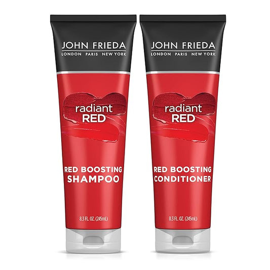 John Frieda Radiant Red Shampoo & Conditioner Set | Boost Vibrancy & Shine for All Red Hair Shades with Pomegranate & Vitamin E (2-Pack)