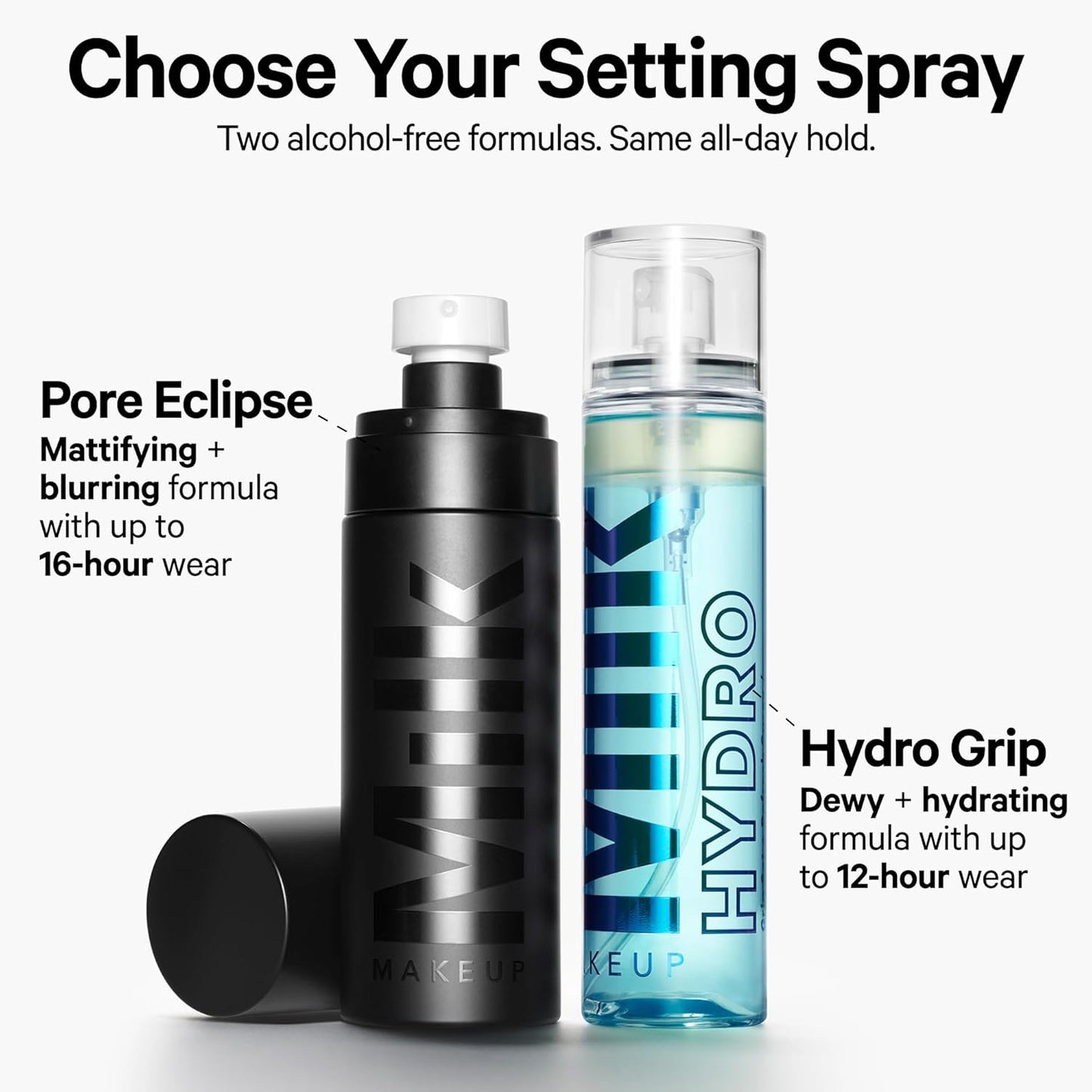 Milk Makeup Hydro Grip Set + Refresh Spray – Hydrating Setting Mist with Hyaluronic Acid & Blue Agave for 12HR Makeup Hold