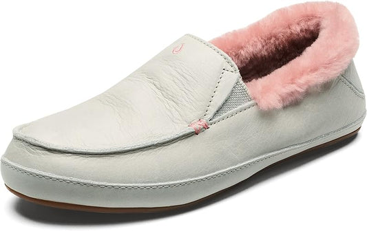 OLUKAI Ku'una Women’s Slippers – Genuine Shearling, Nubuck Leather & Drop-In Heel