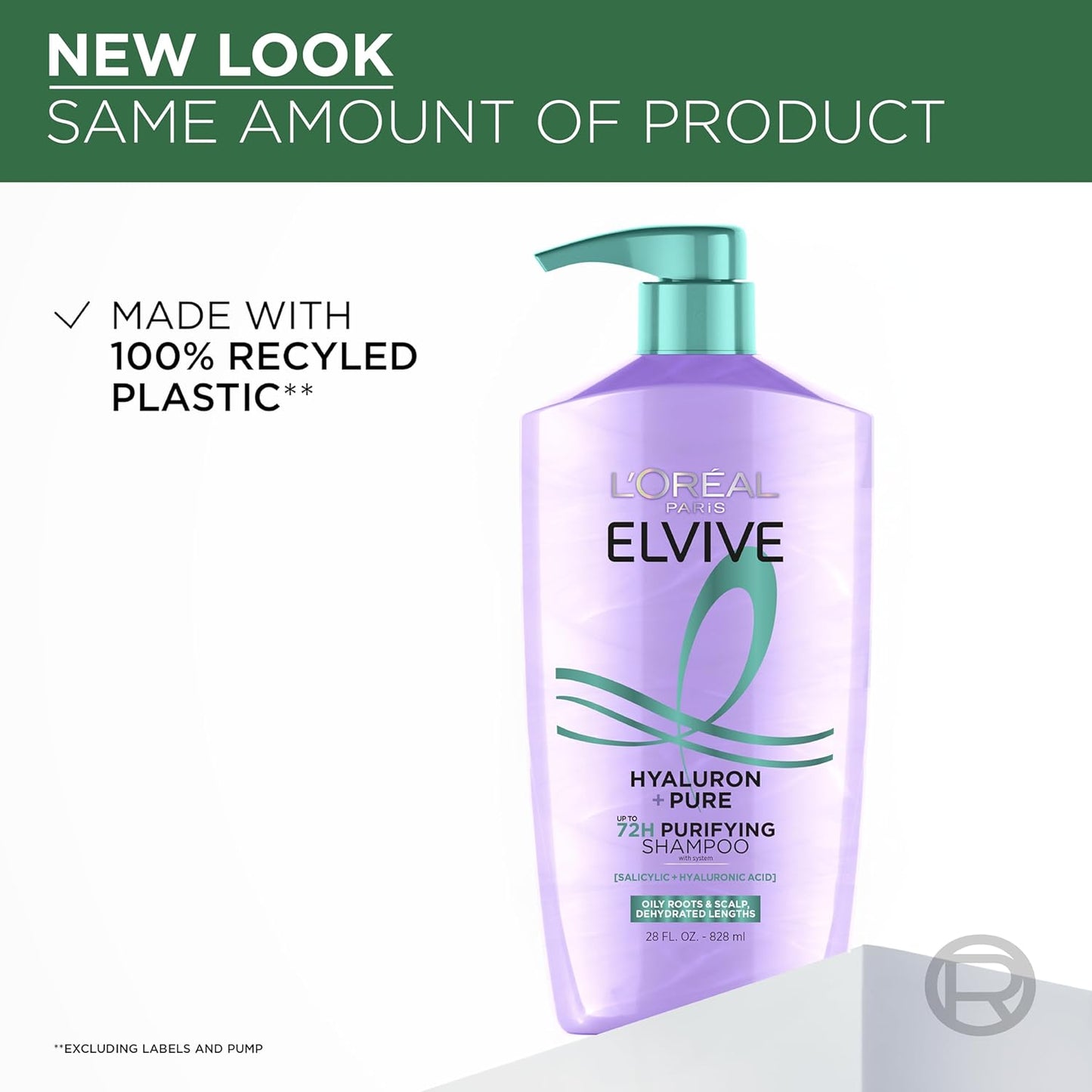 L'Oreal Paris Elvive Hyaluron + Pure Shampoo & Conditioner Set | Clarifying & Hydrating Care with Salicylic Acid & Hyaluronic Acid | For Oily Hair | 1 Kit