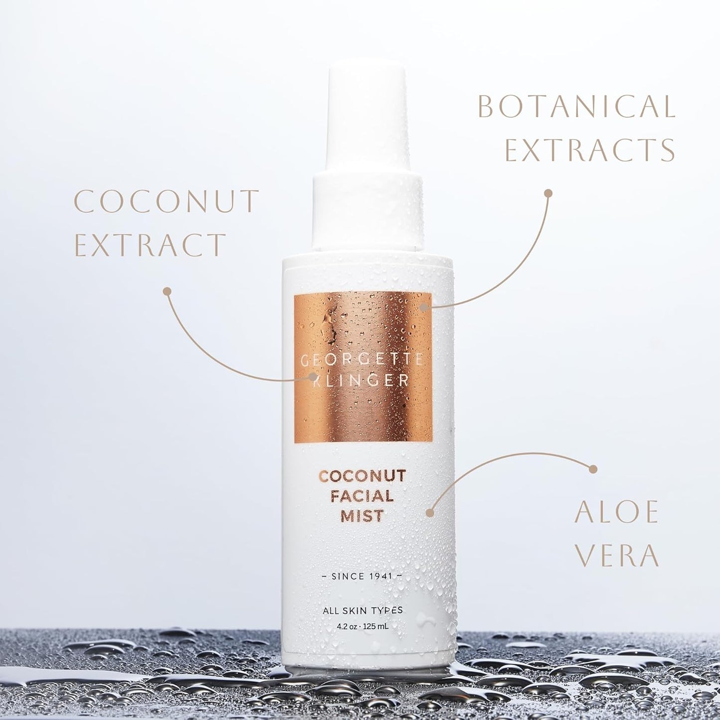 Georgette Klinger Coconut Facial Mist – Hydrating Makeup Setting Spray with Aloe & Antioxidants – Refreshing, Long-Lasting Dewy Matte Hydration – 4.2oz
