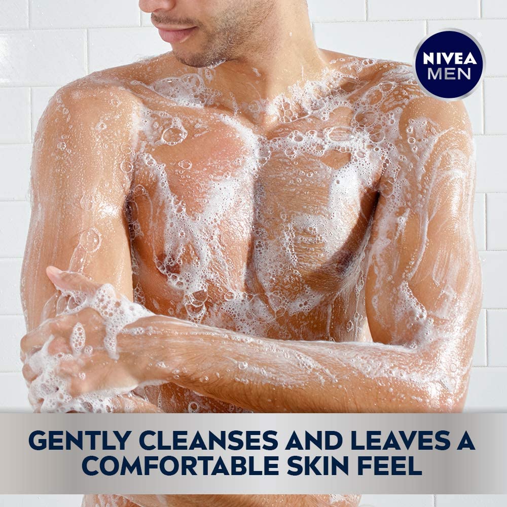NIVEA Men Energy Body Wash with Mint & Cedarwood – 3-in-1 Face, Hair & Body Cleanser, Long-Lasting Freshness, Pack of 3 (16.9 fl oz Each)