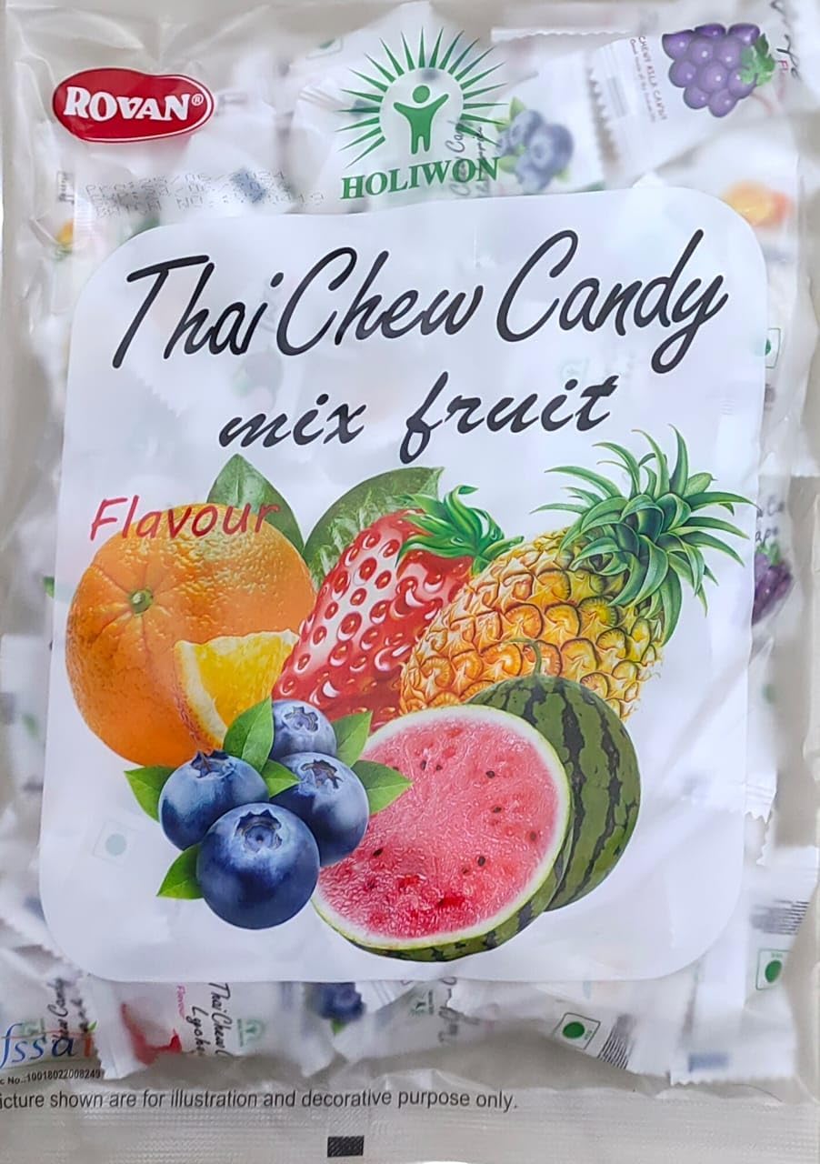 Rovan Holiwon Thai Chew Candy Mix – Soft & Fruity Chewy Candies, 300g (Imported)