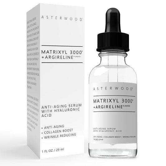 Asterwood Matrixyl 3000 + Argireline Serum with Hyaluronic Acid – Anti-Aging, Hydrating & Wrinkle Repair Peptide Serum (1 fl oz)