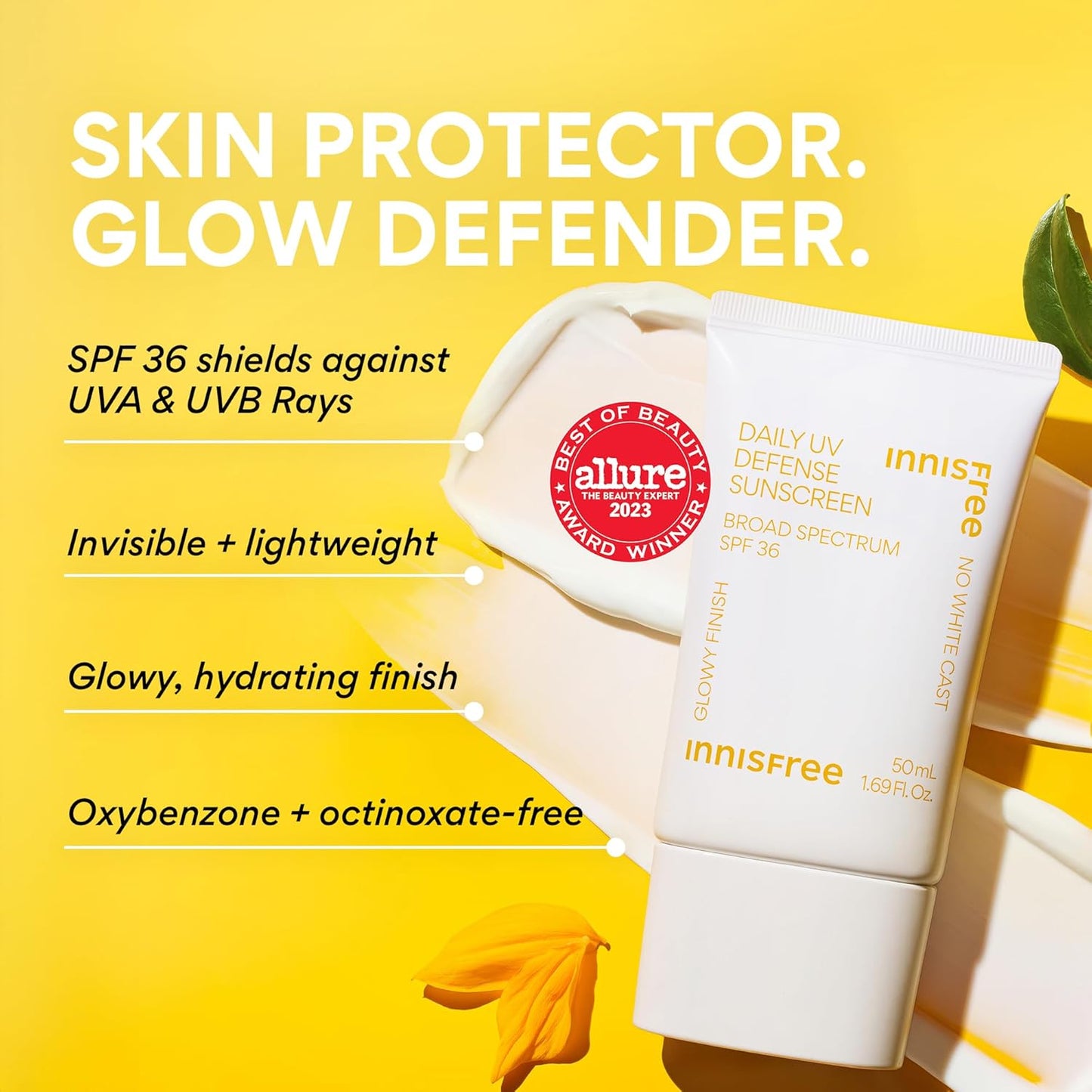 Innisfree Daily UV Defense Sunscreen SPF 36 – Lightweight Korean Face Sunscreen with Green Tea & Cica | Broad Spectrum, No White Cast, Hydrating (1.69 fl oz)