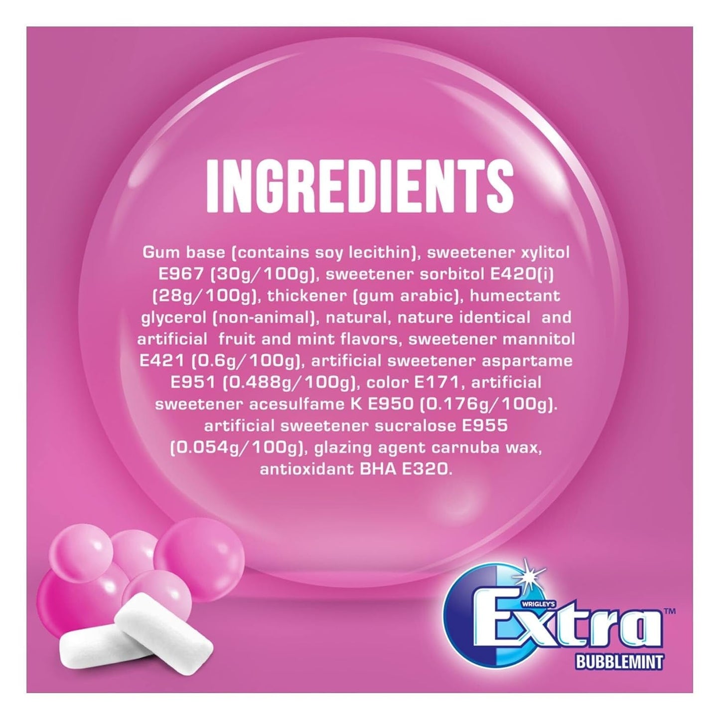 Wrigley’s Extra Sugar-Free Bubblemint Chewing Gum – 30 Pieces, Long-Lasting Mint Freshness (67g, Imported)