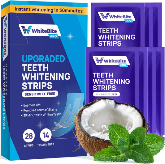 Whitebite Pro Teeth Whitening Strips | 28 Strips (14 Treatments) | Enamel-Safe, Non-Slip & Sensitive Teeth Friendly