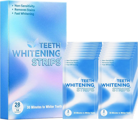 Annecal Teeth Whitening Strips – 28 Pcs Enamel-Safe, Sensitive Whitening Kit with Mint Freshness (14 Treatments)