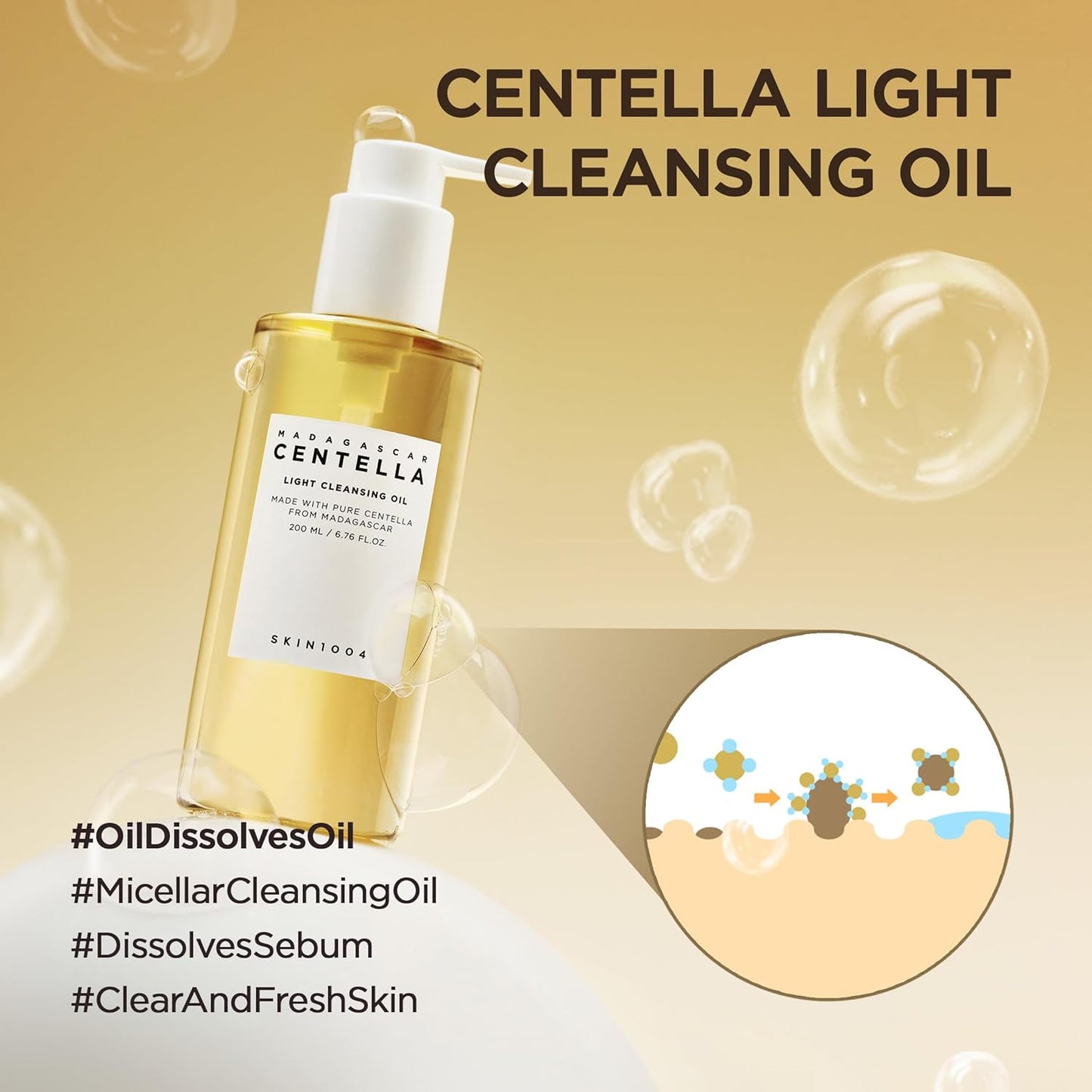 SKIN1004 Madagascar Centella Light Cleansing Oil – Gentle Korean Face Cleanser for Sensitive Skin (200ml)